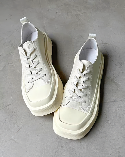 ♂♀本革／Square Toe Leather Sneakers