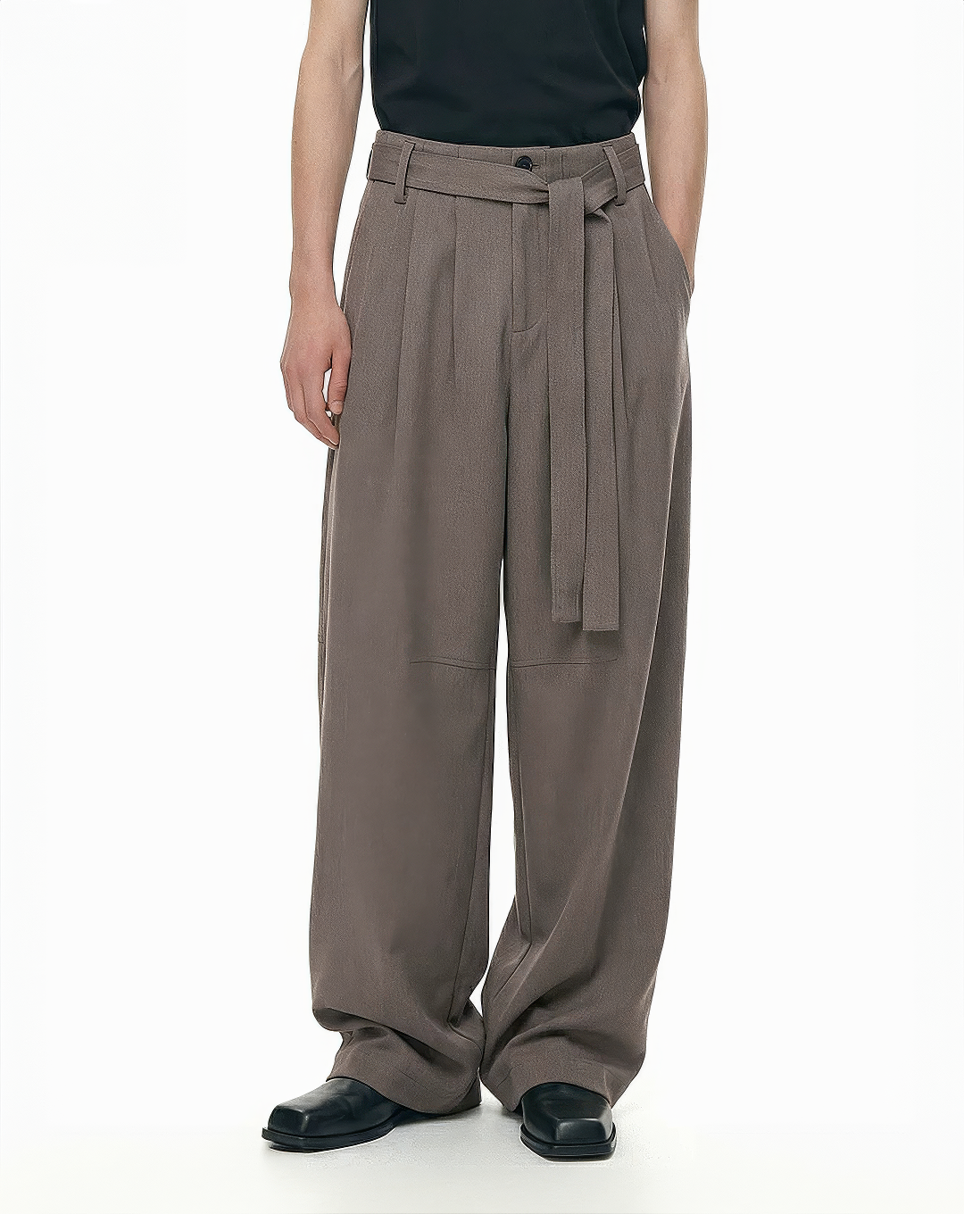 ♂♀Tie Belt Wide Trousers