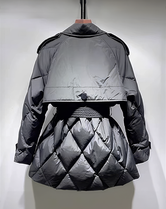 ♀Quilted Trench Down Coat