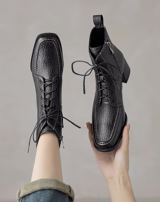 ♀本革／Stitched Square Toe Boots