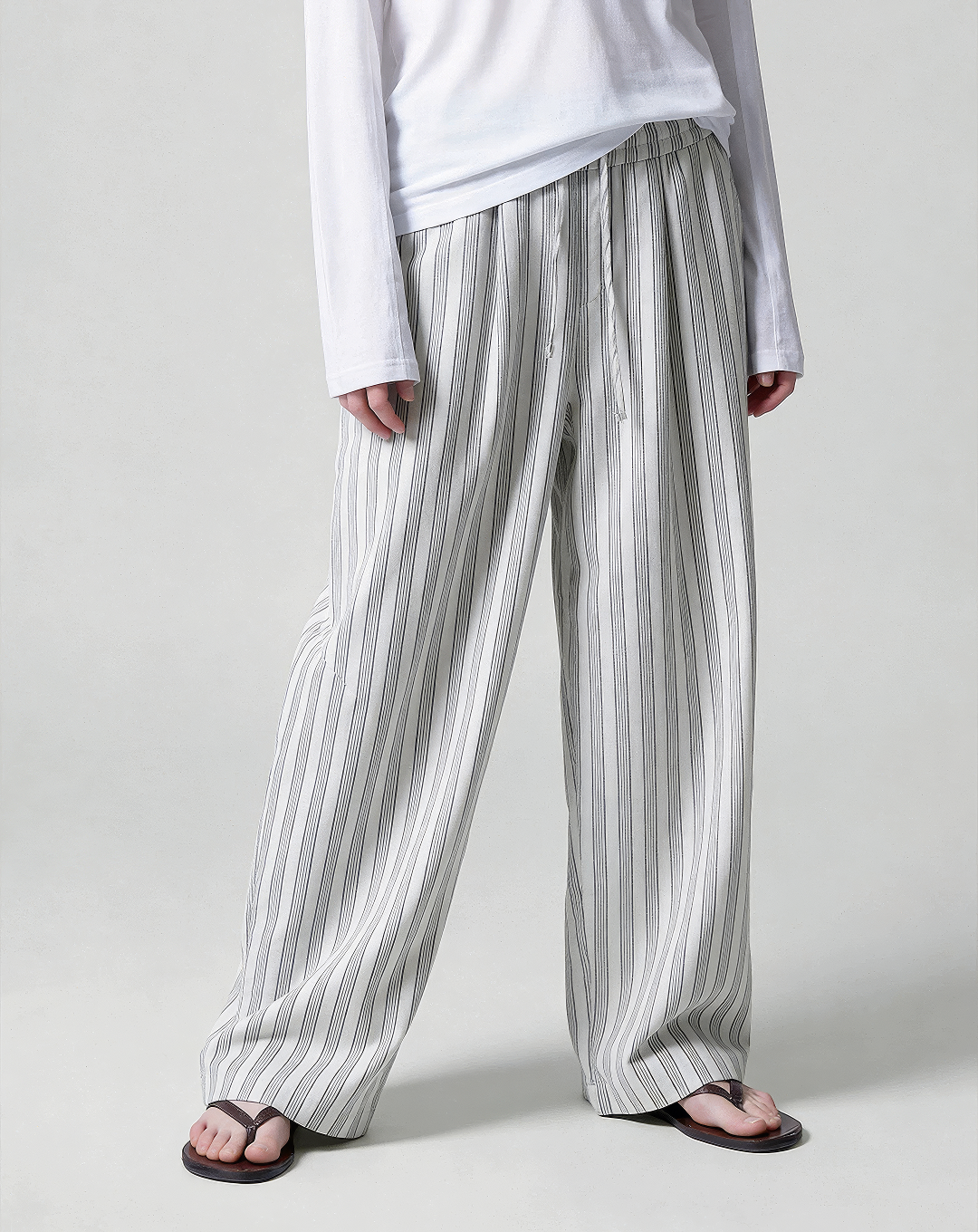 ♂♀Drawstring Stripe Easy Pants