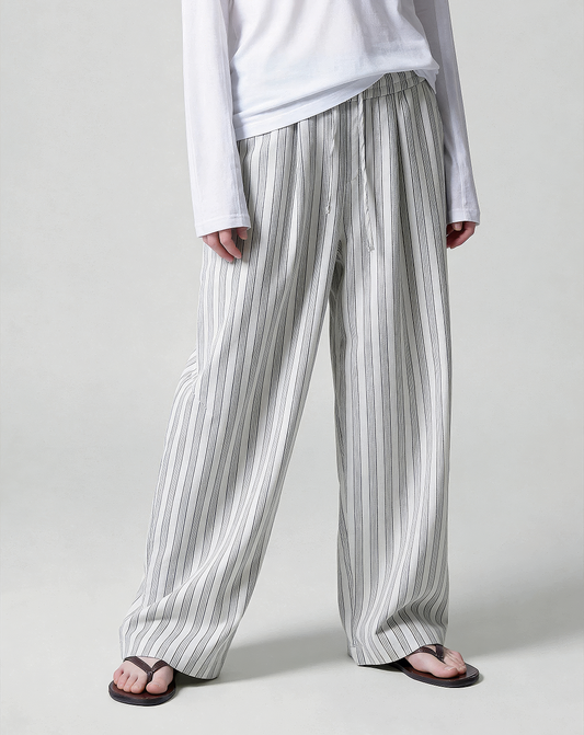 ♂♀Drawstring Stripe Easy Pants