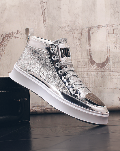 ♂♀Metallic Design Platform Sneakers