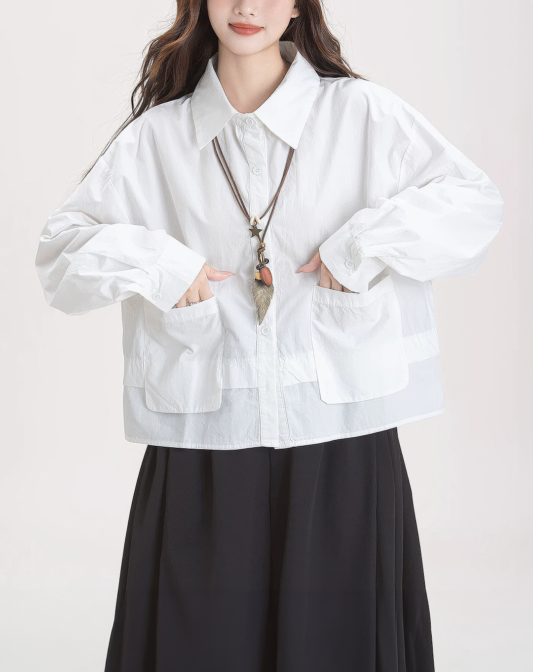 ♀Airy Double Pocket Shirt