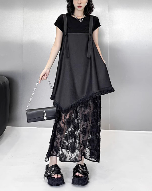 ♀Floral Lace Docking Dress
