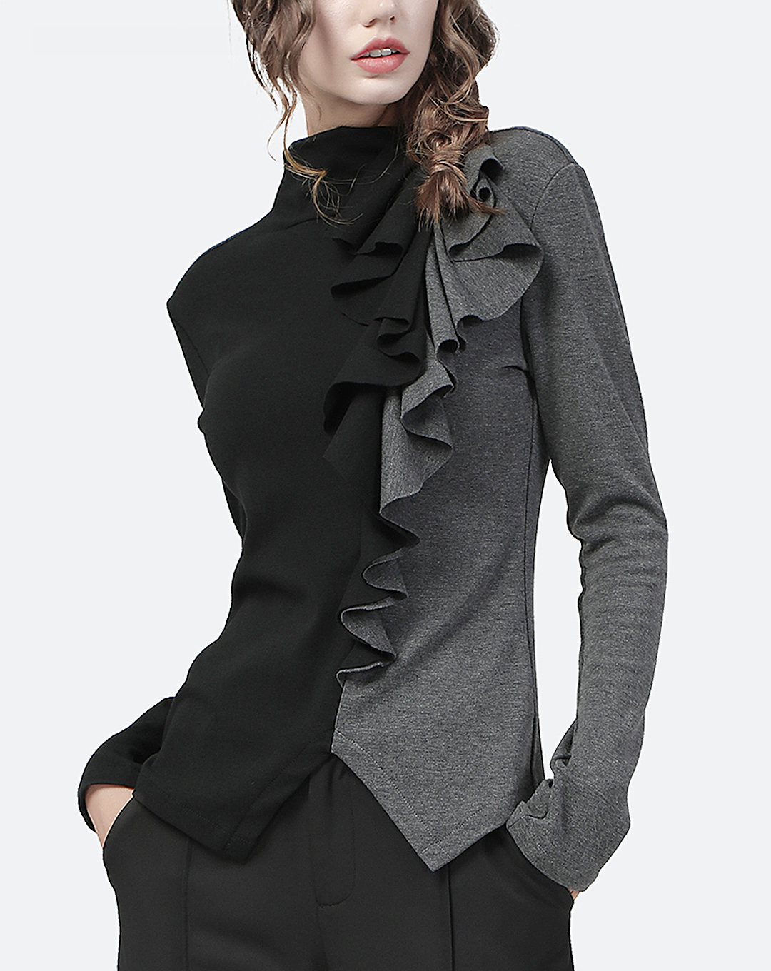 ♀Monotone Frill Shirt