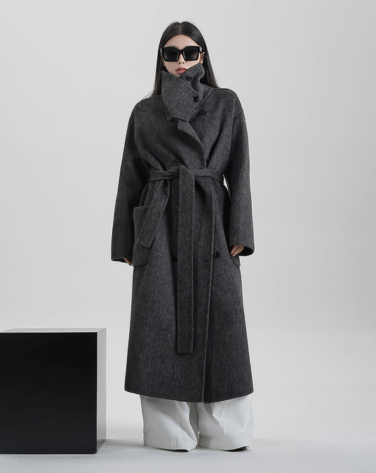 ♀100% WOOL High Neck Coat