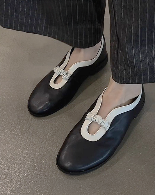 ♀Gathered Strap Flat Shoes