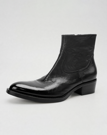 ♂♀本革／Embroidered Zip Leather Boots