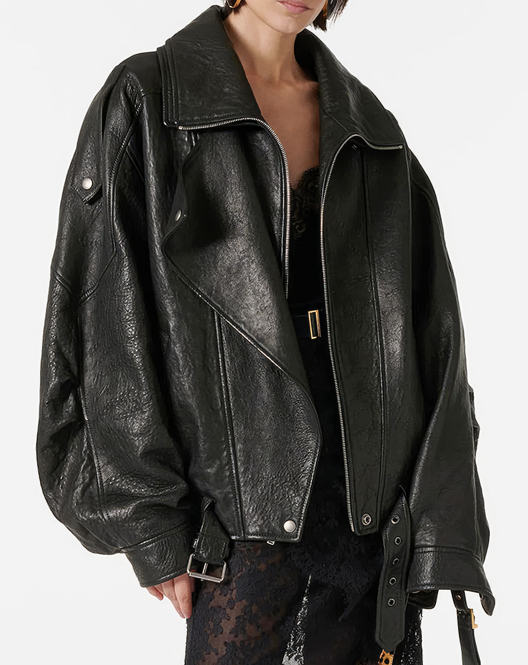 ♀本革／Belted Riders Leather Jacket