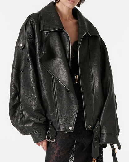 ♀本革／Belted Riders Leather Jacket