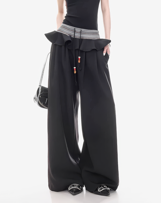 ♀Frilled Waist Wide Pants