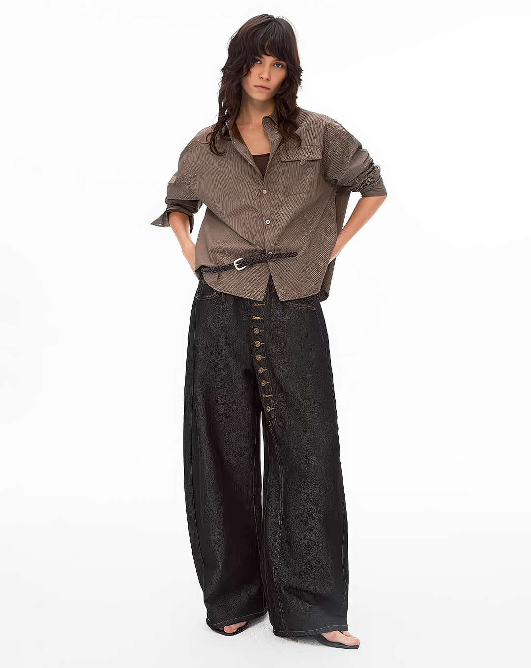 ♀Multi Button Wide Pants