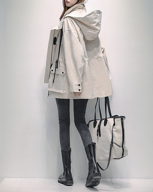 ♀Drawstring Hooded Jacket