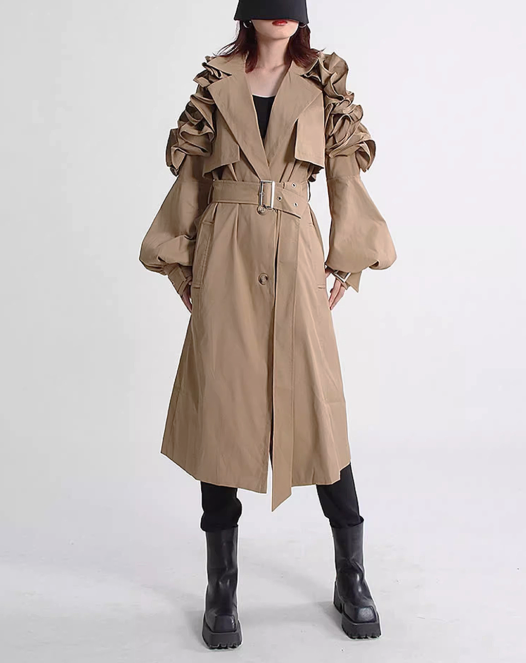 ♀Frill Sleeve Trench Coat