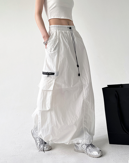 ♀Drawstring Long Skirt