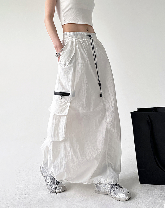 ♀Drawstring Long Skirt
