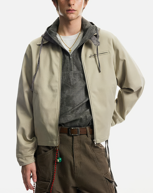 ♂♀Khaki Zip Front Jacket