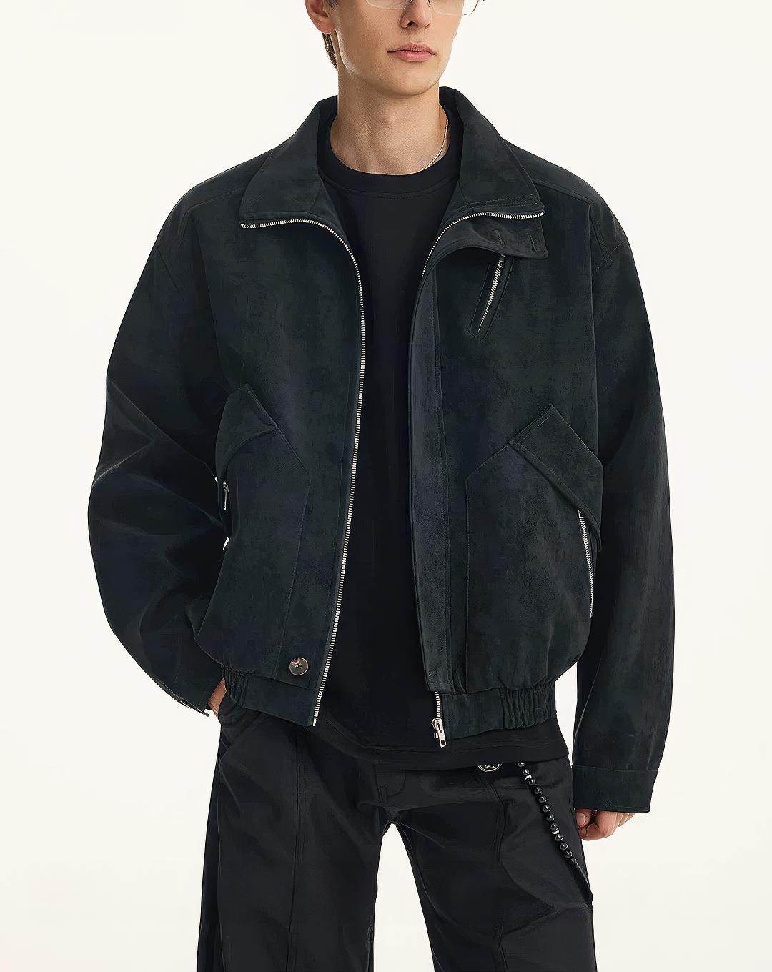 ♂♀Slant Zip Leather Jacket