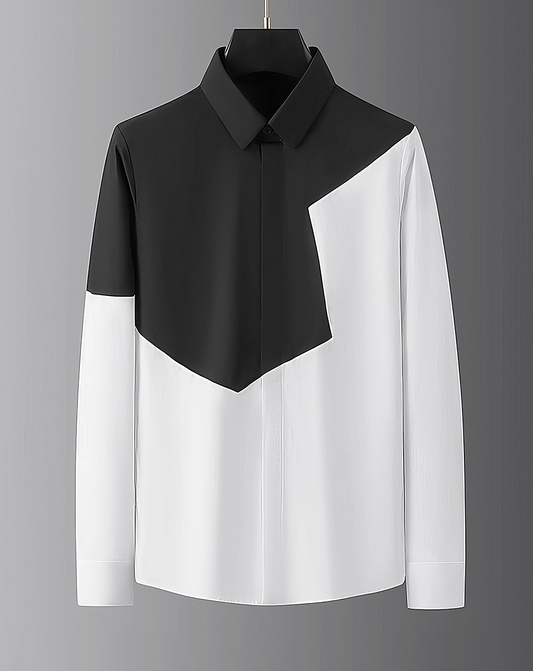 ♂Asymmetric Color Block Shirt