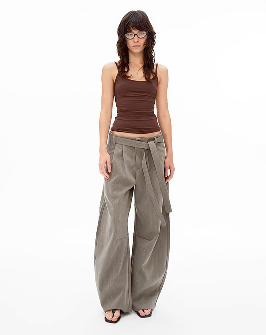 ♀Belted Wide Baggy Pants
