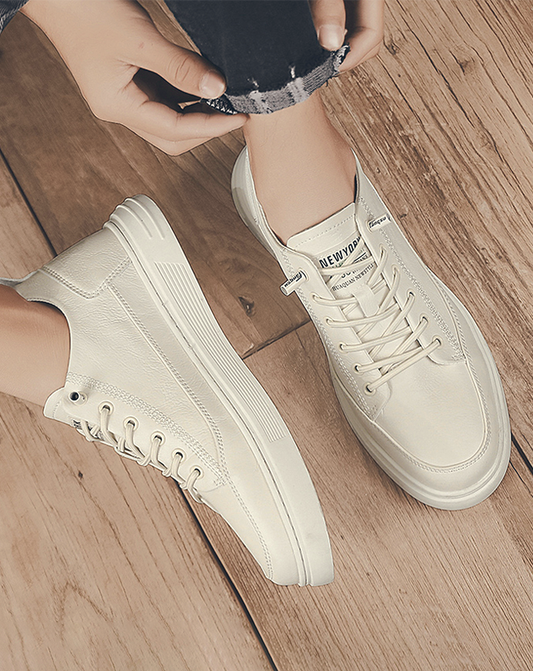 ♂♀Simple Stitch Leather Sneakers