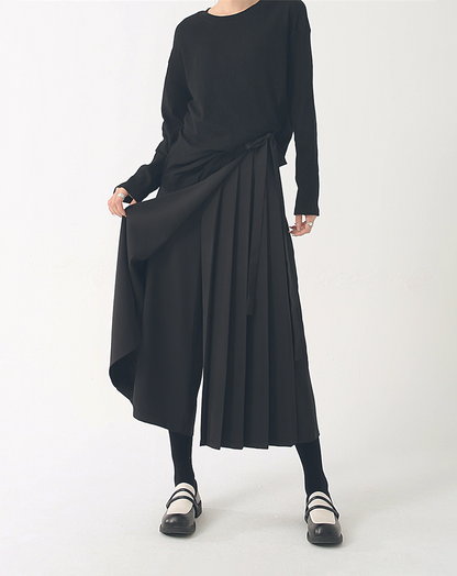 ♀Side Pleat Wide Pants