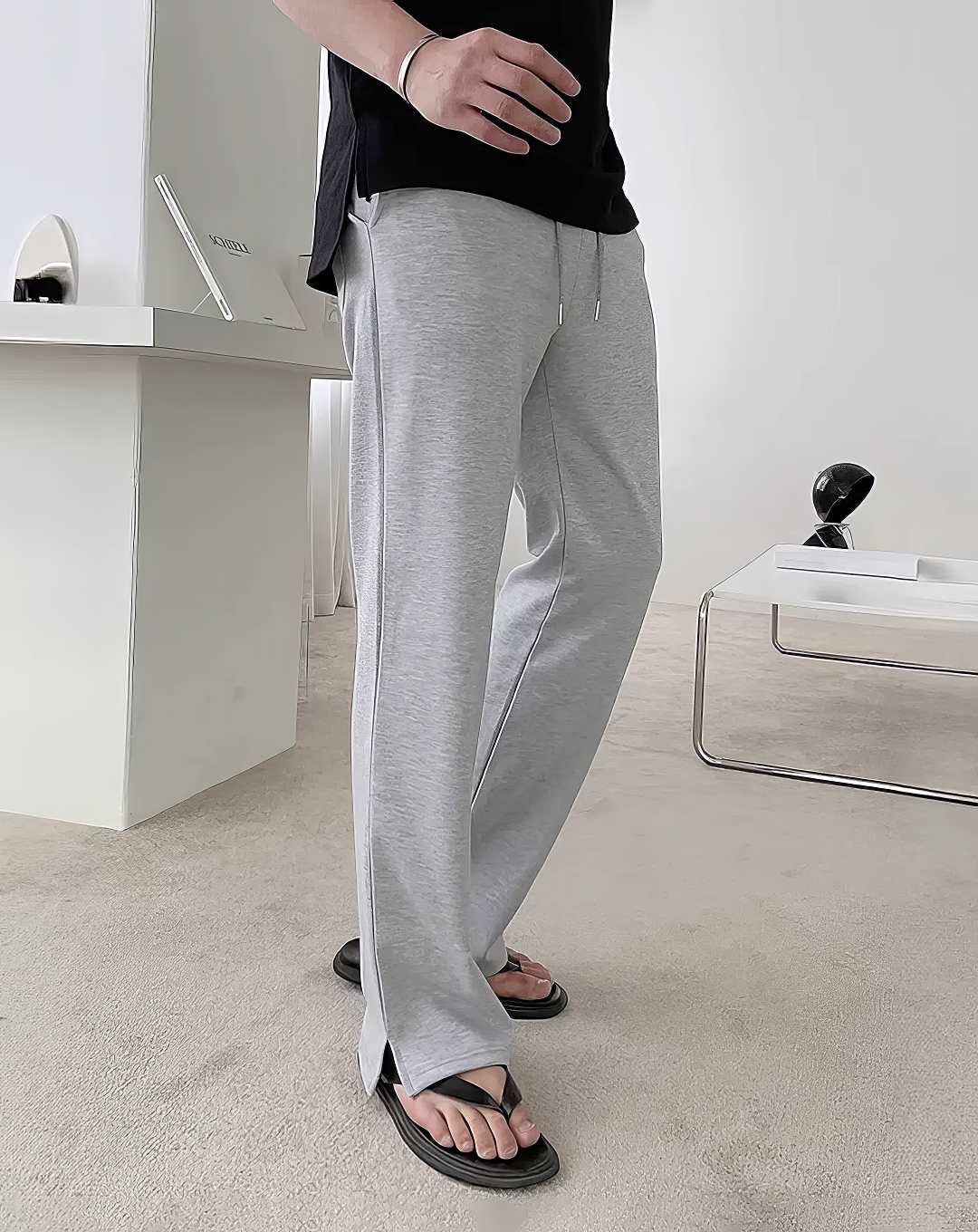 ♂Straight Fit Drawstring Pants