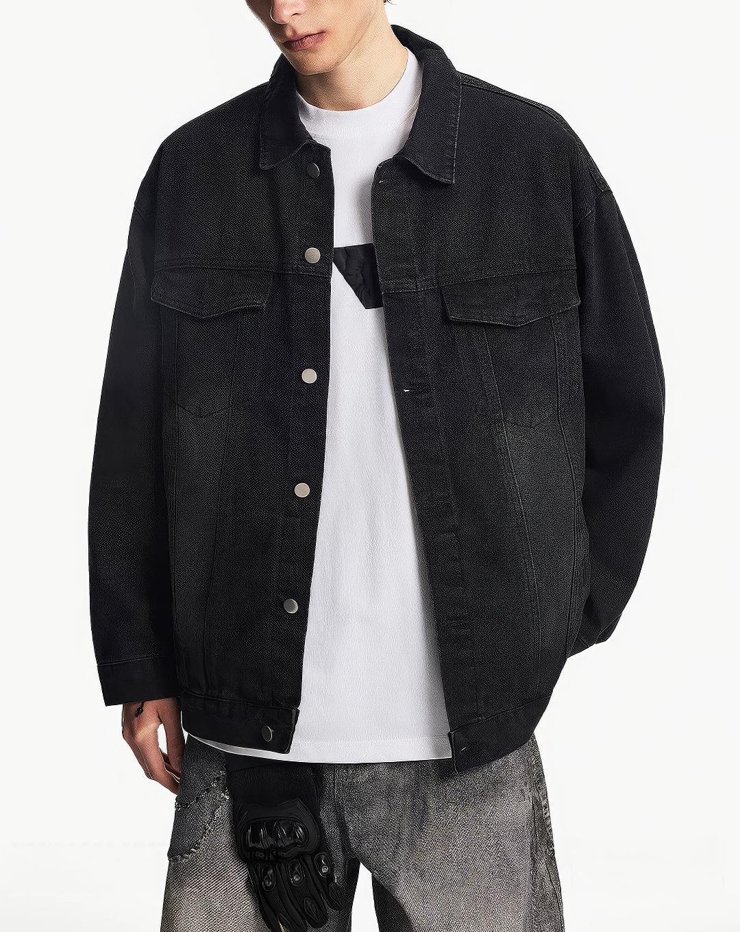 ♂♀Washed Black Denim Jacket