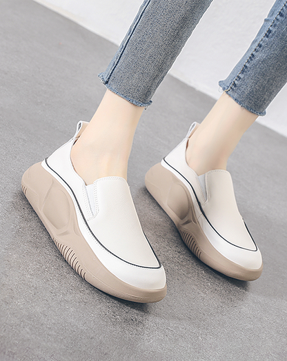Platform Leather Slip-on Shoes