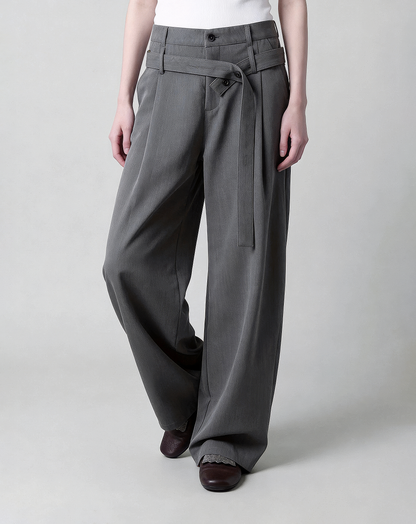 ♂♀Button Belted Wide Pants