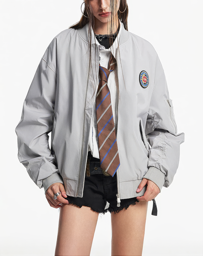 ♂♀Emblem Patch Bomber Jacket