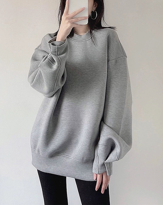 ♀Button Tuck Sleeve Sweatshirt