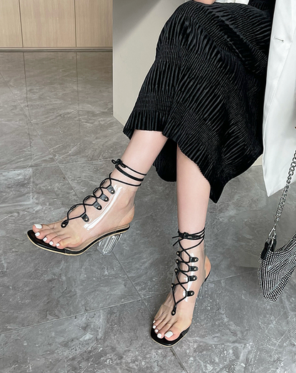 ♀Lace-up Clear Sandals