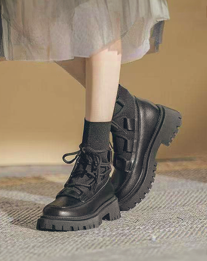 ♀Lace-Up Socks Boots