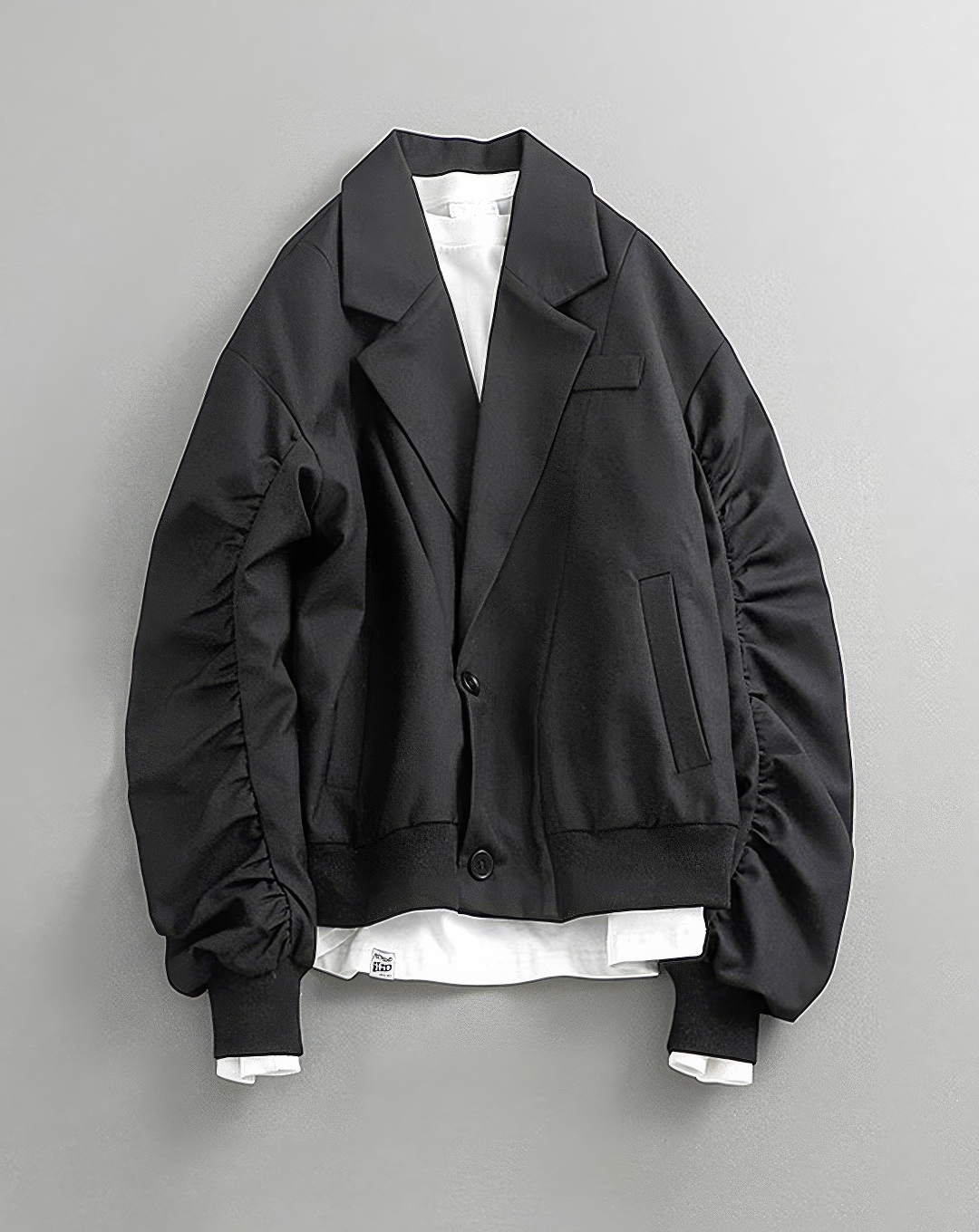 ♂Ruched Sleeve Bomber Jacket