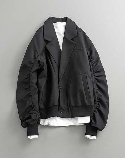 ♂Ruched Sleeve Bomber Jacket