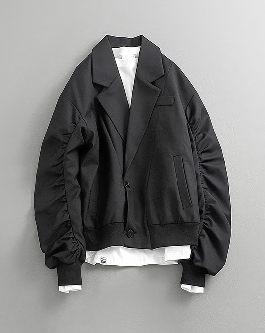 ♂Ruched Sleeve Bomber Jacket