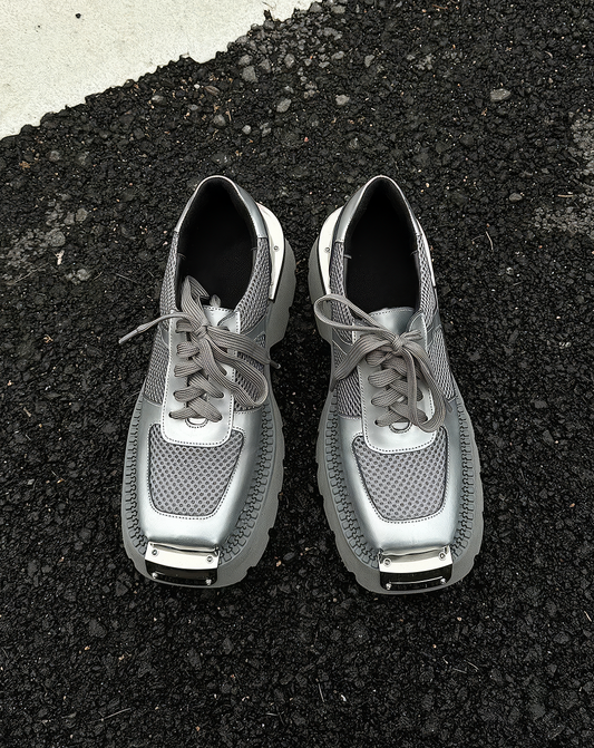 ♀Metallic Mesh Cyber Loafers