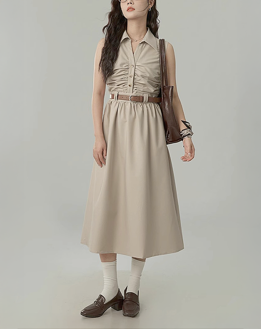♀Front Gathered Dress