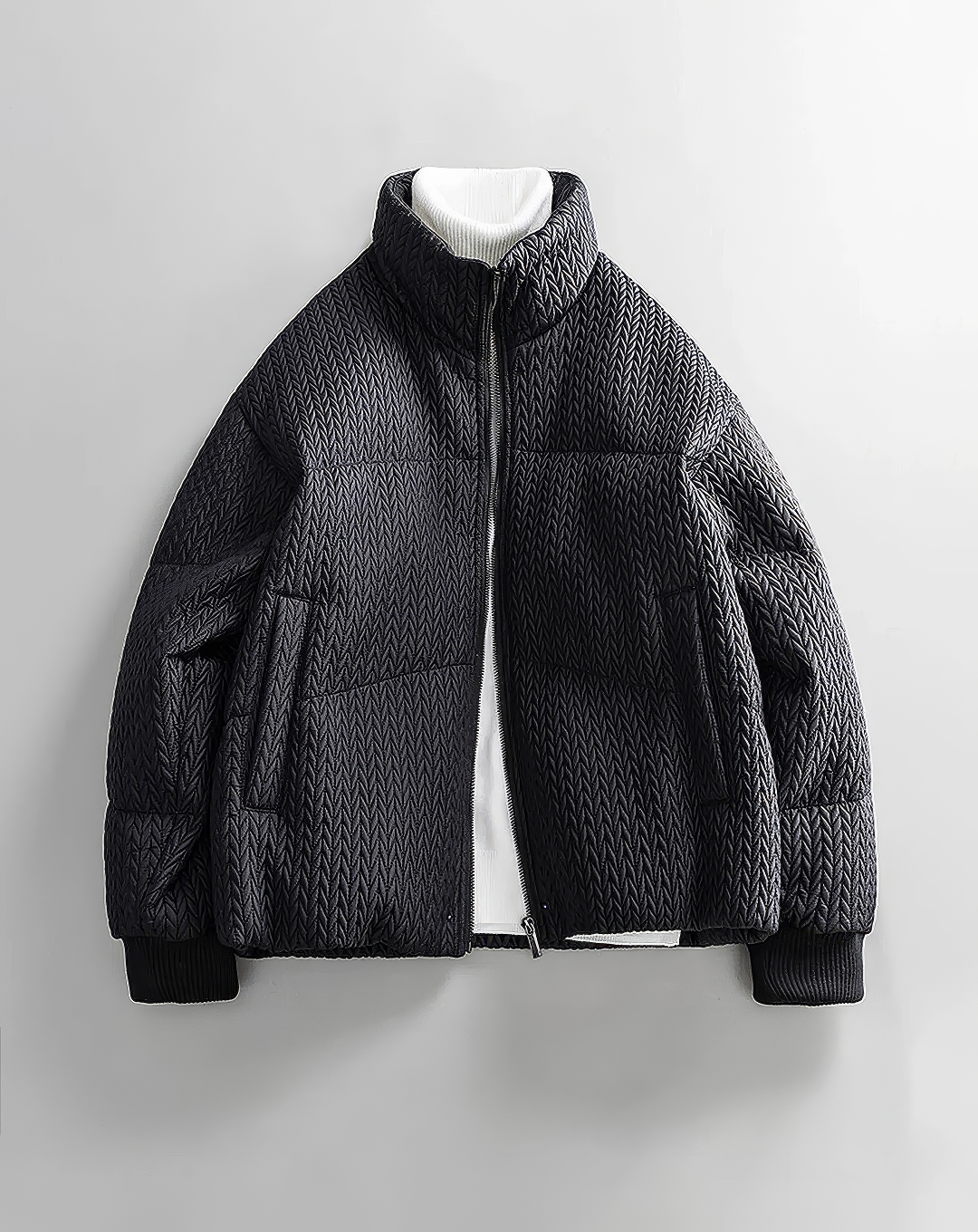 ♂Textured Stand Collar Jacket