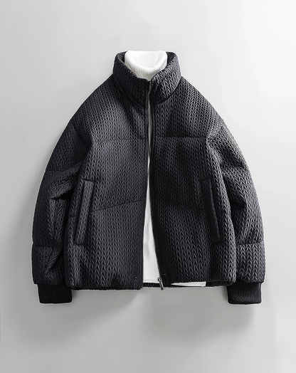♂Textured Stand Collar Jacket