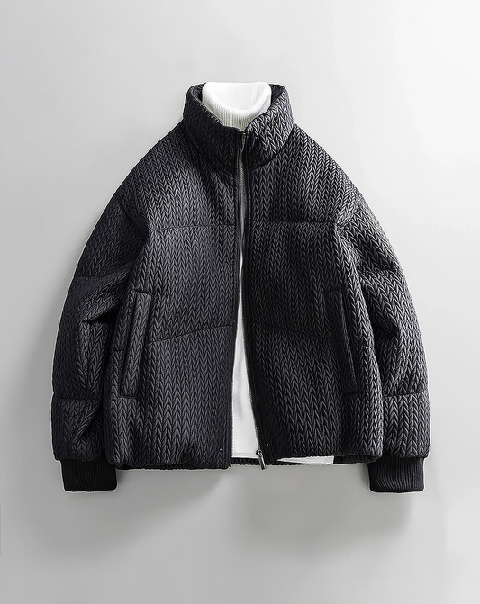 ♂Textured Stand Collar Jacket