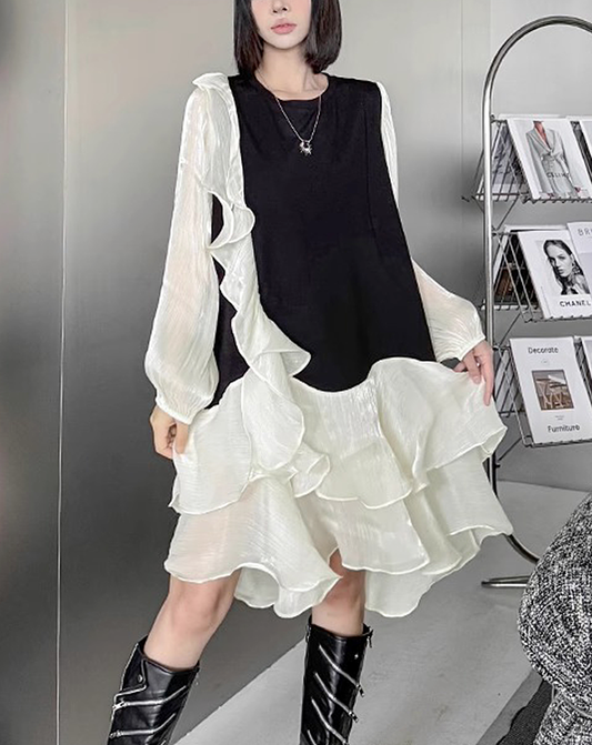 ♀Tiered Switching Dress