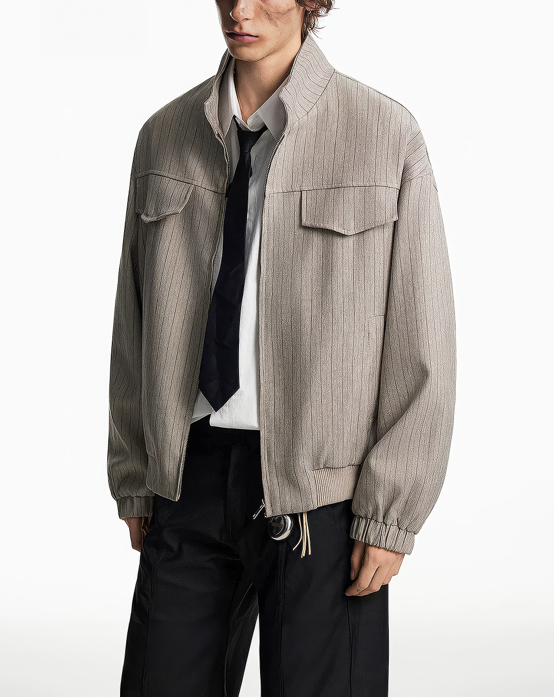 ♂♀Pinstripe Flap Pocket Jacket