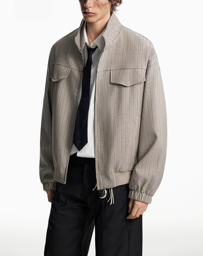 ♂♀Pinstripe Flap Pocket Jacket