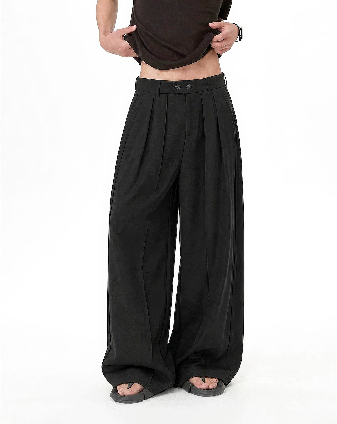 ♂♀Double Button Wide Trousers
