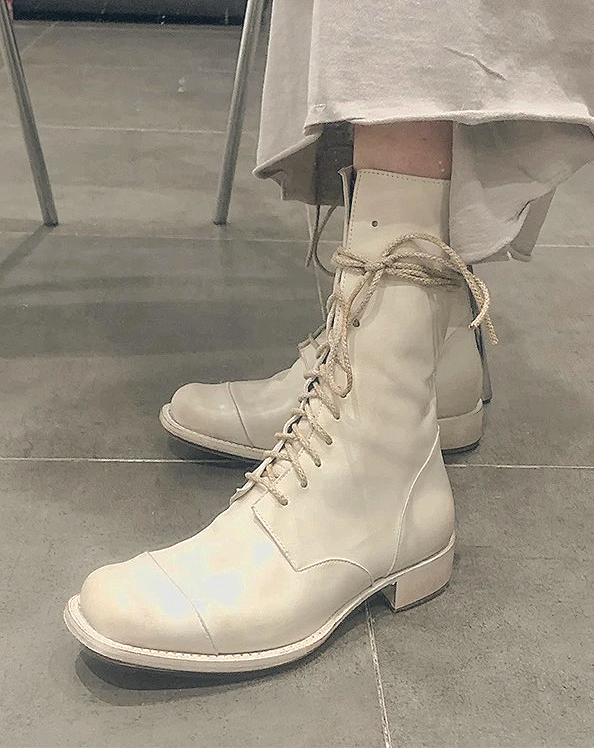 ♀Lace Up Middle Boots