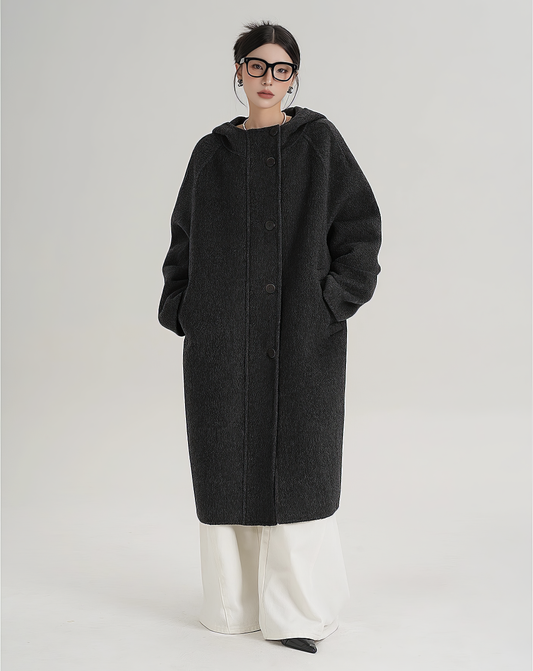 ♀Oversize Hooded Long Coat
