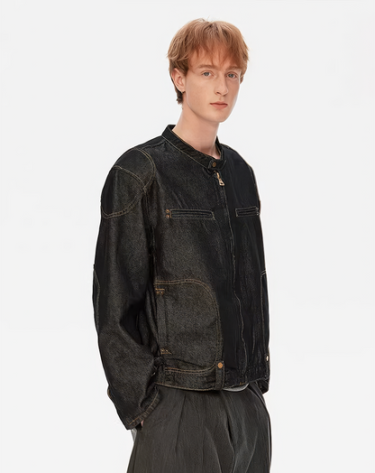 ♂Stand Collar Denim Jacket